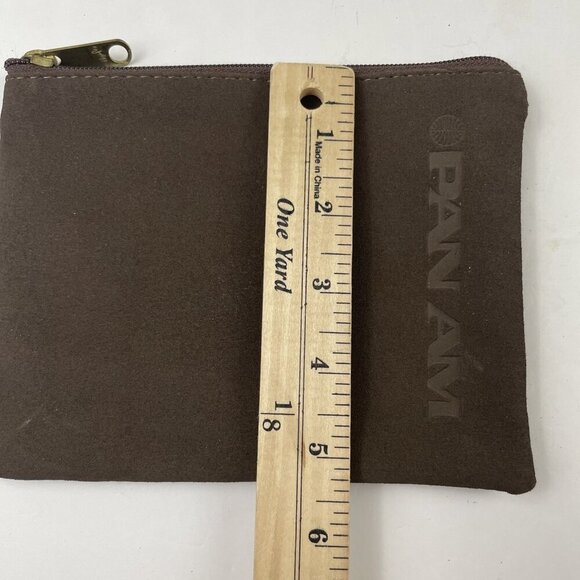 Vintage Pan Am Travel Toiletries Brown Zipper Bag - Picture 4 of 7